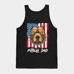 Pitbull Dad American Flag Patriot Fathers Day 4th Of July USA Flag Dog best Gift Tank Top